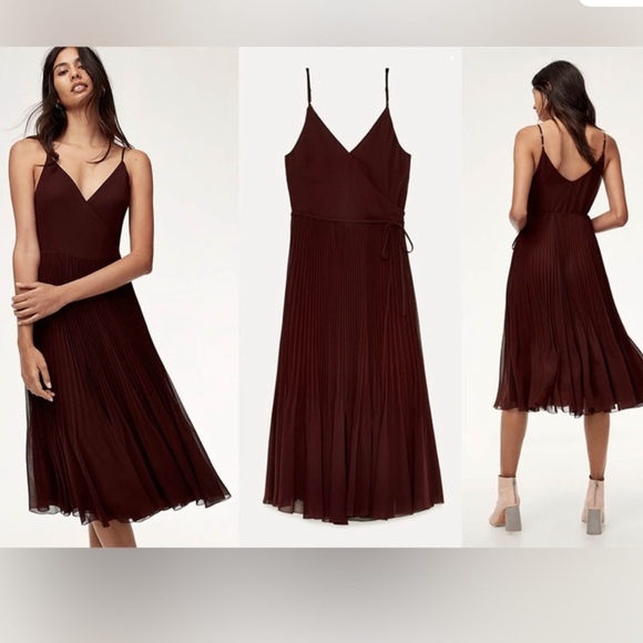 Aritzia Wilfred Beaune Pleated Wrap Midi Dress size XS - Picture 5 of 13